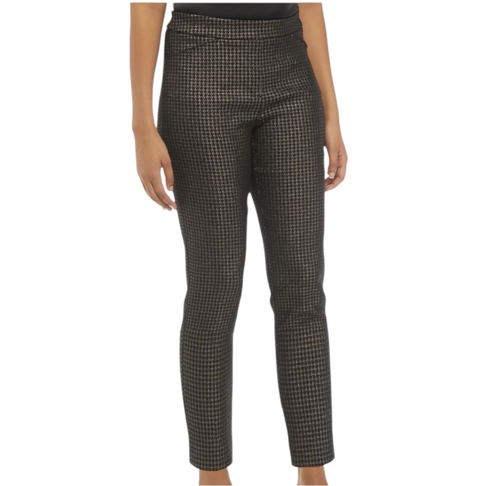 NWT Chico's So Slimming Brigitte Metallic Houndstooth Ankle Pants‎ Tummy Control